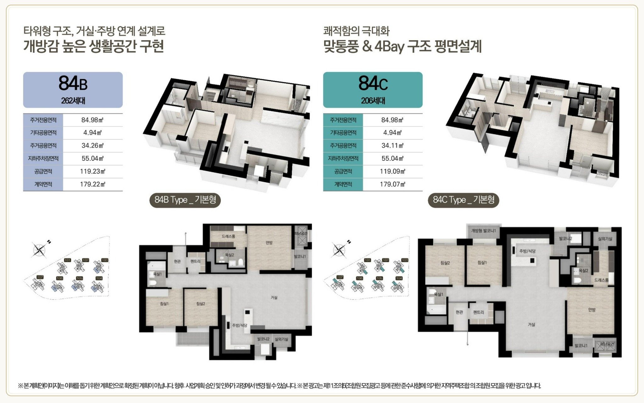 남성역 헤르니티 84B·84C 평면도 및 면적 안내